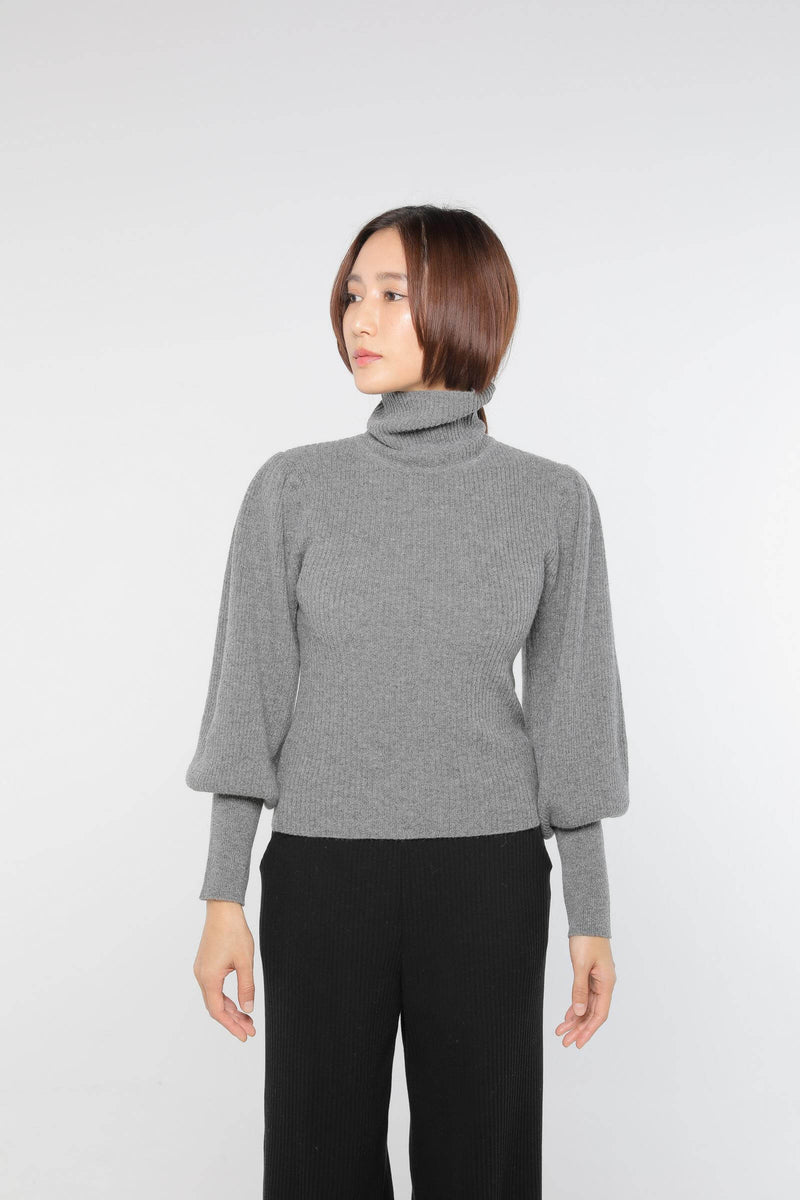 Cashmere puff sleeve Charcoal Gray – WRINN OFFICIAL