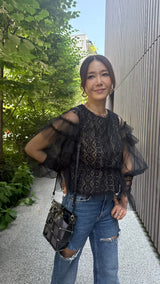【新作 Tulle Layered Lace Top】