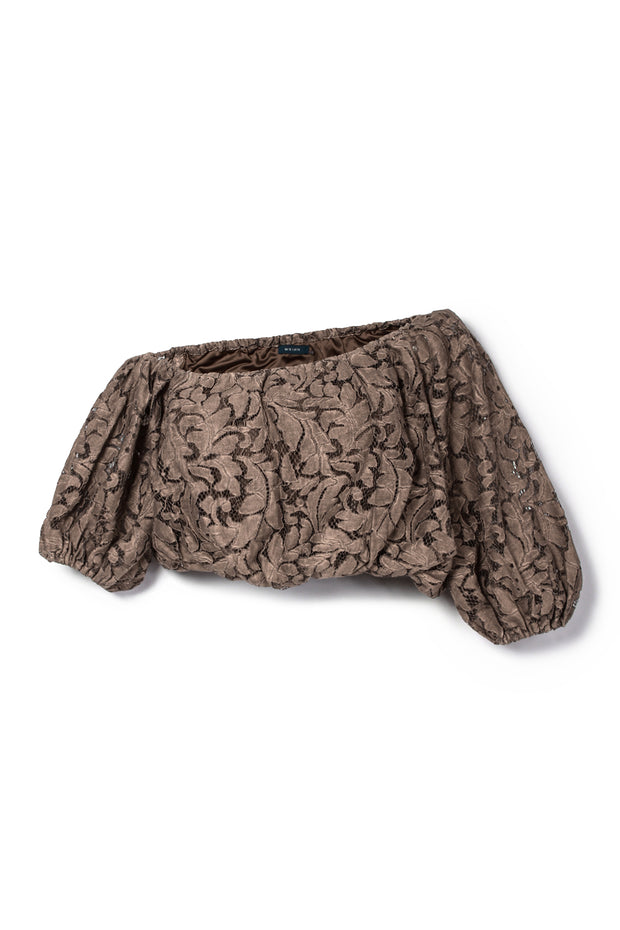 【先行予約】レースワンショルトップ Brown