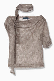 【先行予約】スカーフ付ワンショルTOP Gray Beige