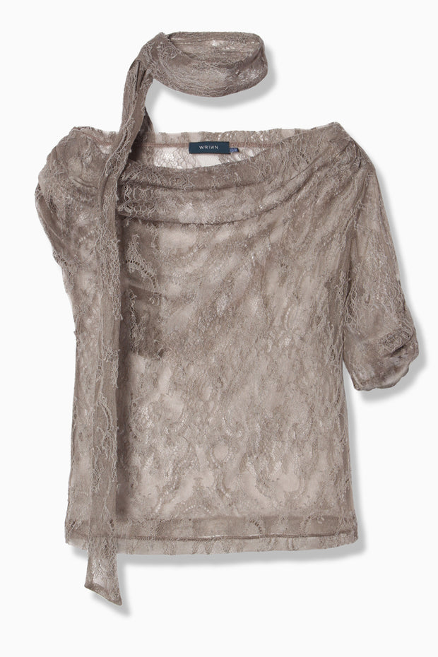 【先行予約】スカーフ付ワンショルTOP Gray Beige