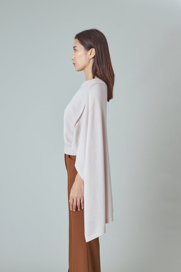 Back Cape Knit Gray Beige