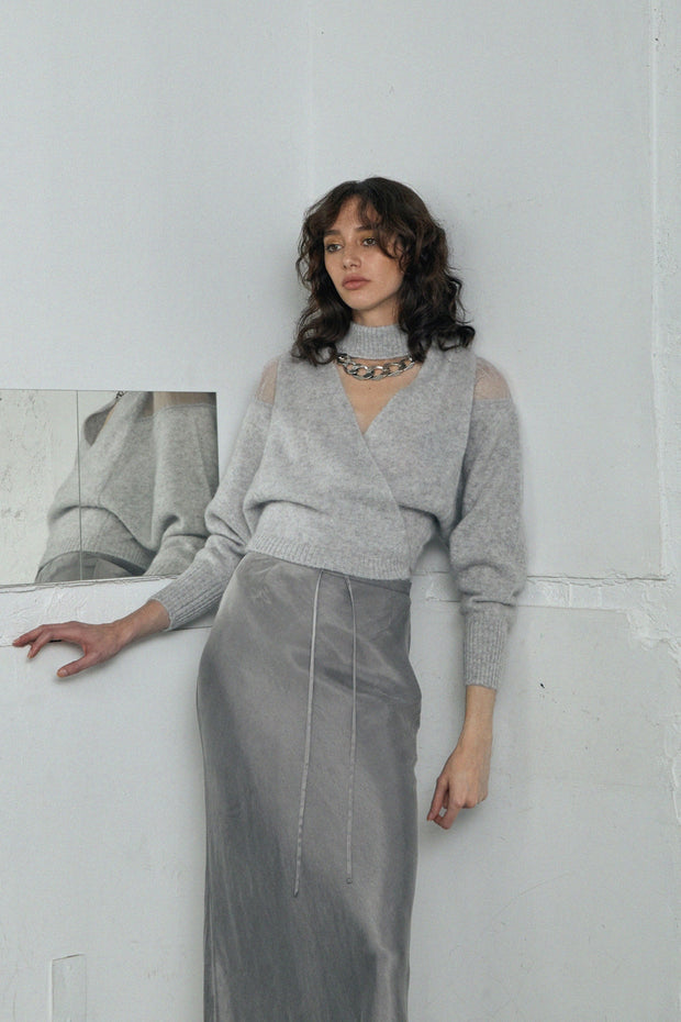 バックカシュクールニット　Gray