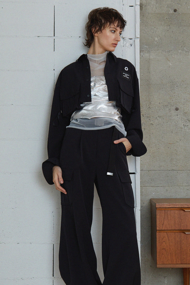 ワーククロップドシャツ　Black