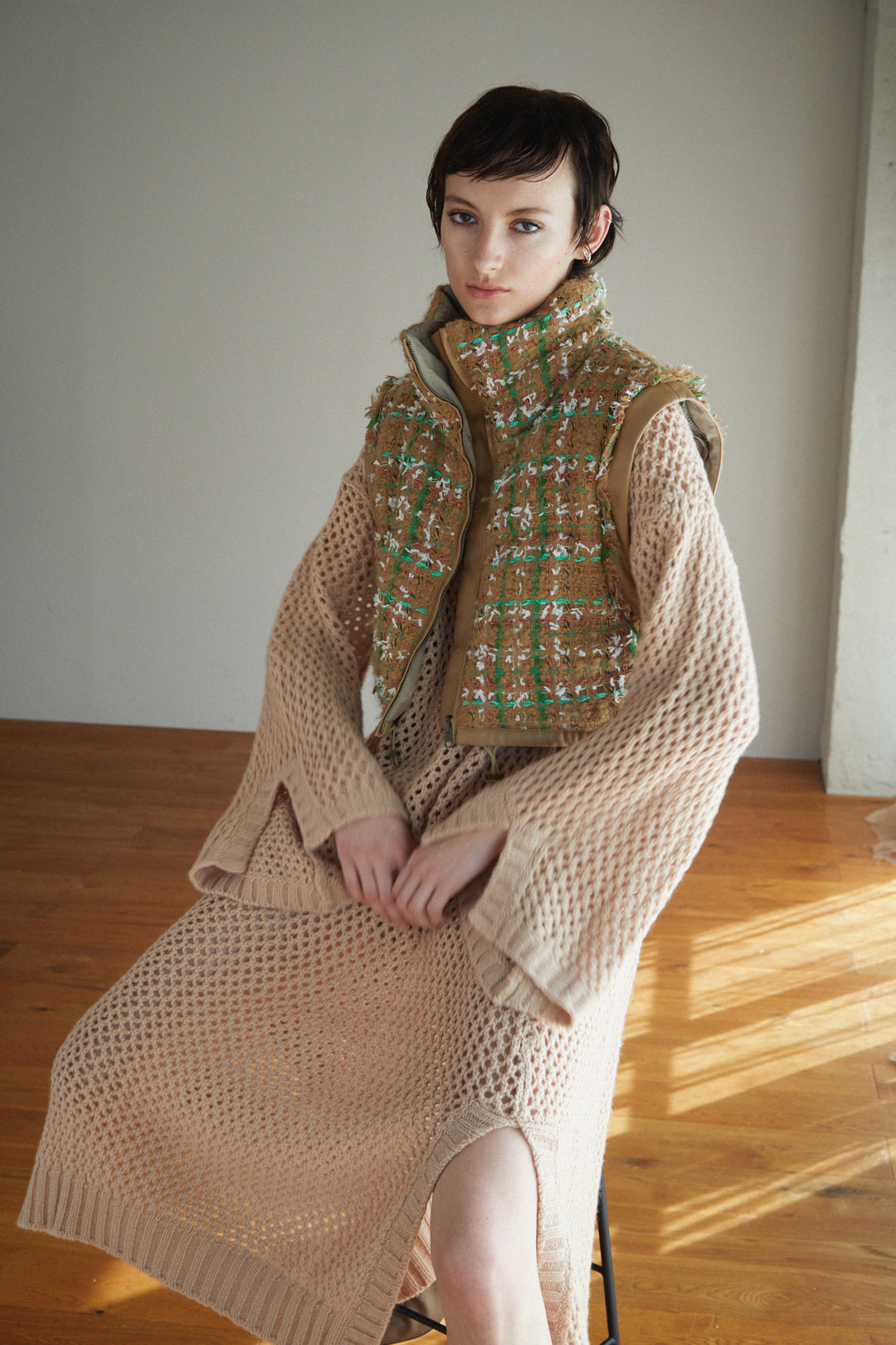 4way Reversible Tweed Down Beige – WRINN OFFICIAL