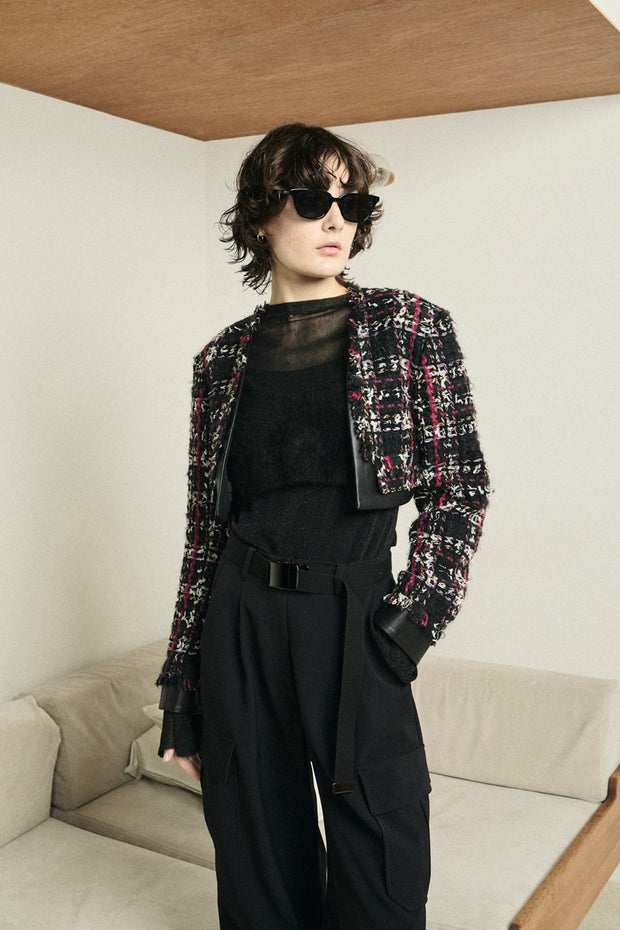 ツイードクロップドジャケット　Black