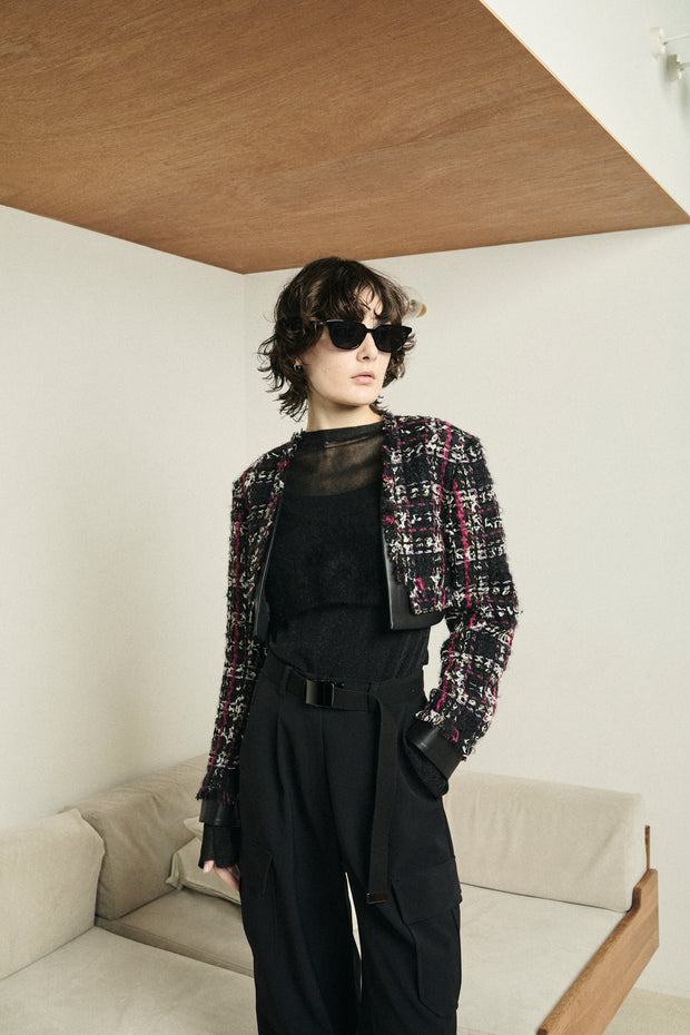 ツイードクロップドジャケット　Black