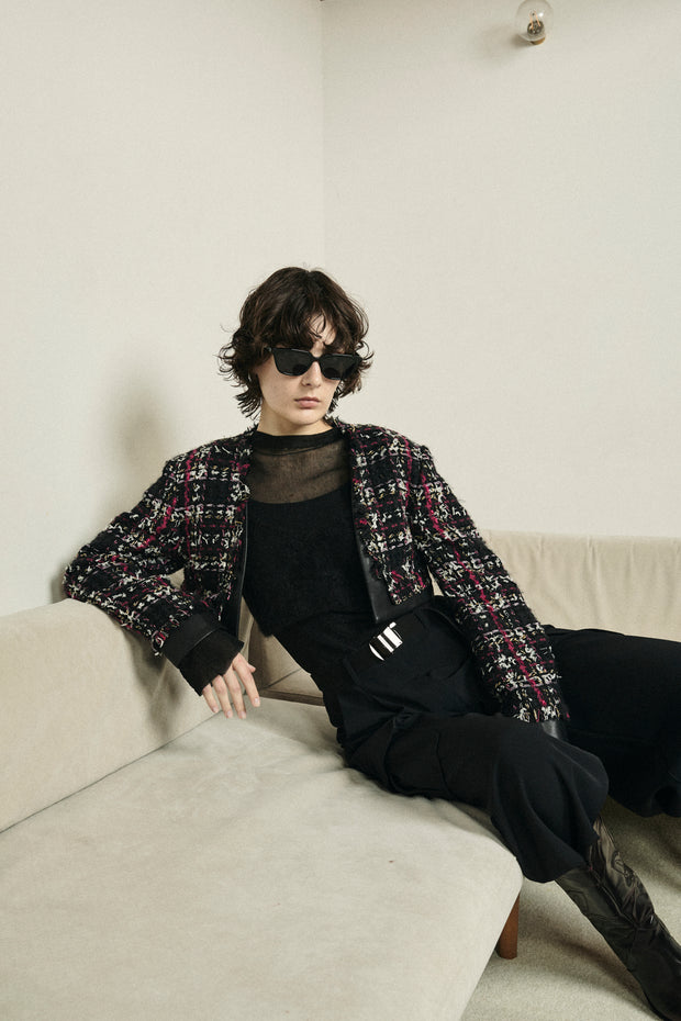 ツイードクロップドジャケット　Black