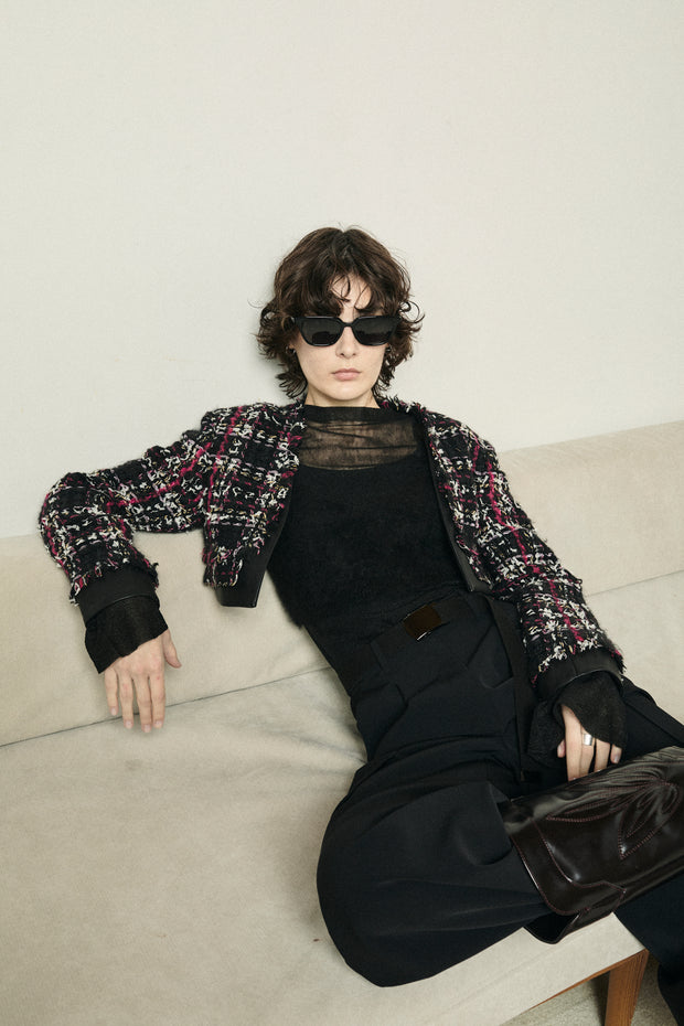 ツイードクロップドジャケット　Black