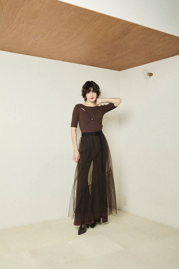 スリットリブニット　Brown