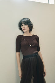 スリットリブニット　Brown