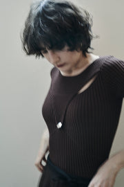 スリットリブニット　Brown