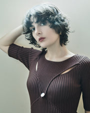 スリットリブニット　Brown