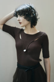 スリットリブニット　Brown