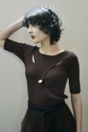 スリットリブニット　Brown