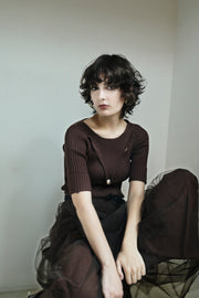 スリットリブニット　Brown