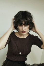 スリットリブニット　Brown