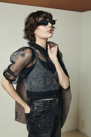 リサイクルチュールブラウス  Black