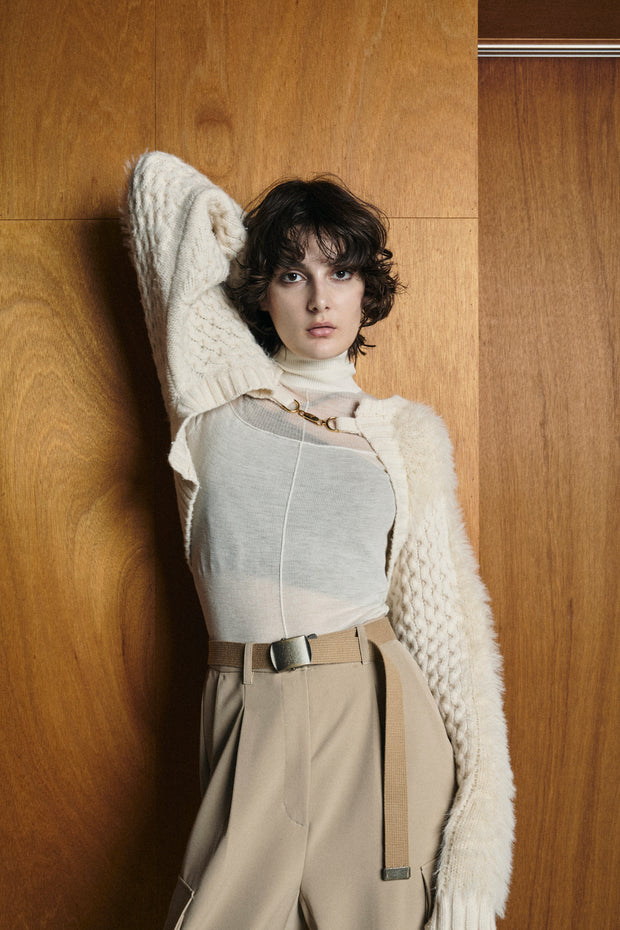 2Wayケーブルショートカーデ　Off White