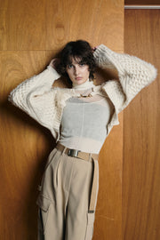 2Wayケーブルショートカーデ　Off White