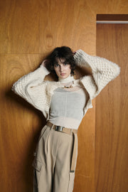 2Wayケーブルショートカーデ　Off White