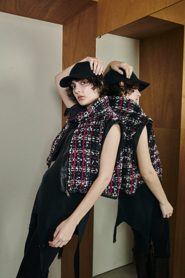 4wayリバーシブルツイードダウン　Black