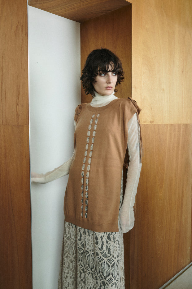 2 Way Knit Vest Camel