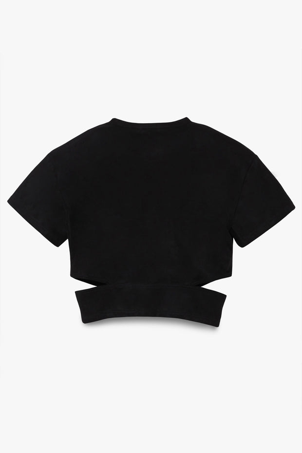 チュールレイヤーT-shirt（プリント無） Black X Black