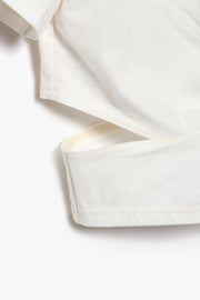 チュールレイヤーT-shirt（プリント有） White X White