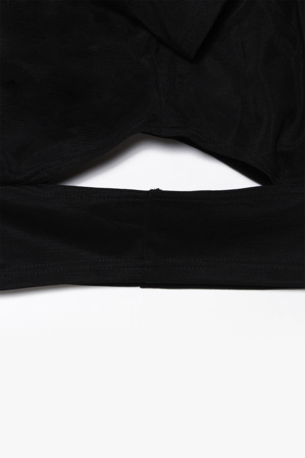 チュールレイヤーT-shirt（プリント無） Black X Black