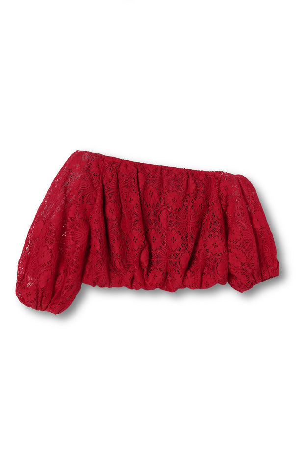 【先行予約】レースワンショルトップ Red