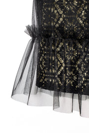 Tulle Layered Lace Top Black