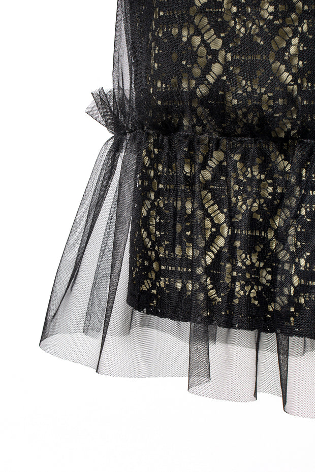 Tulle Layered Lace Top Black