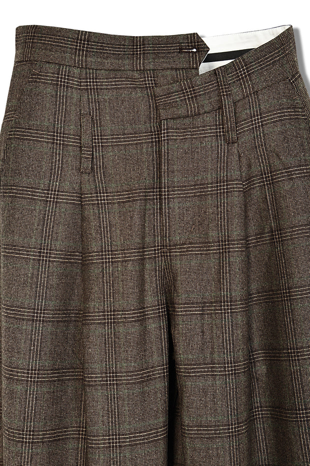 Asymmetry Waist Pants BROWN CHECK – WRINN OFFICIAL