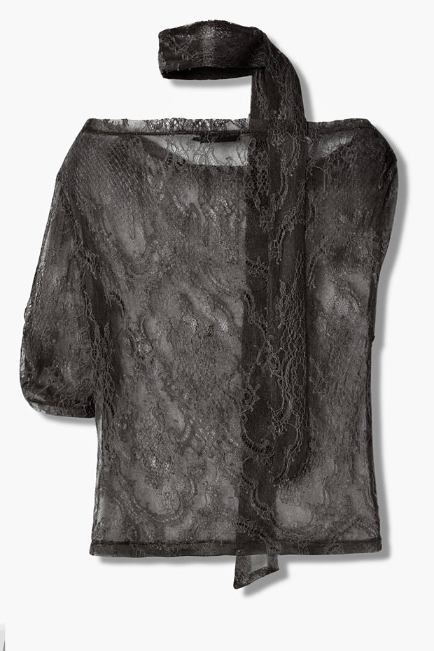 【先行予約】スカーフ付ワンショルTOP Black