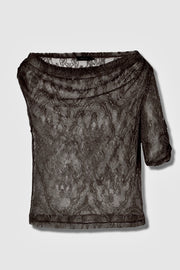 【先行予約】スカーフ付ワンショルTOP Black