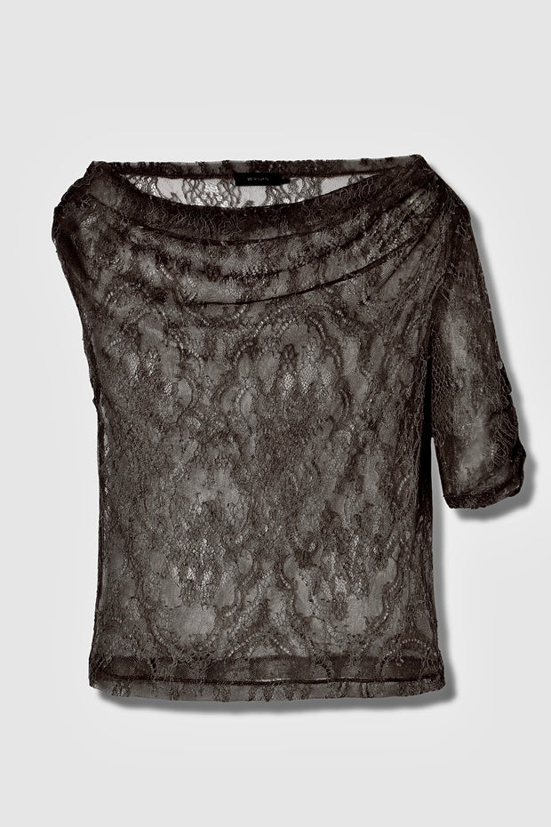 【先行予約】スカーフ付ワンショルTOP Black