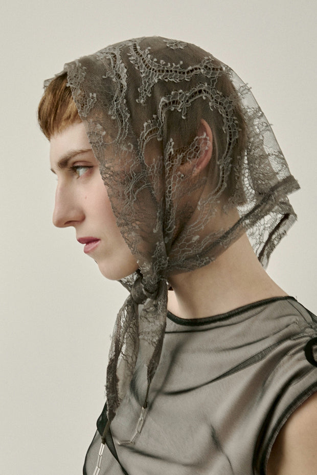 【先行予約】レーススカーフ Gray Beige