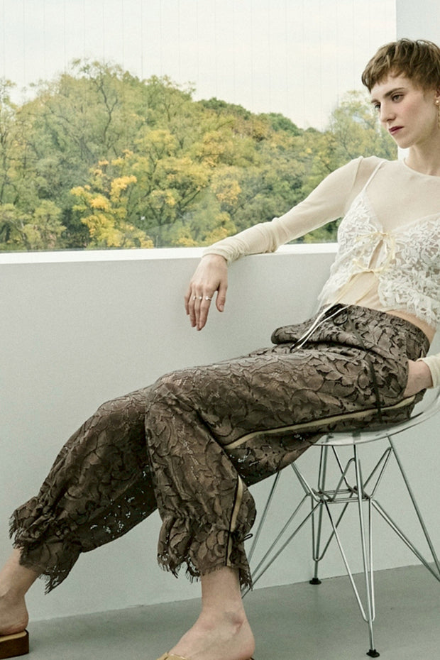 【先行予約】レースワイドパンツ Brown