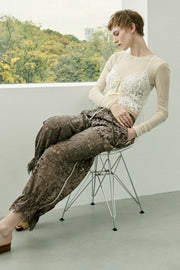 【先行予約】レースワイドパンツ Brown