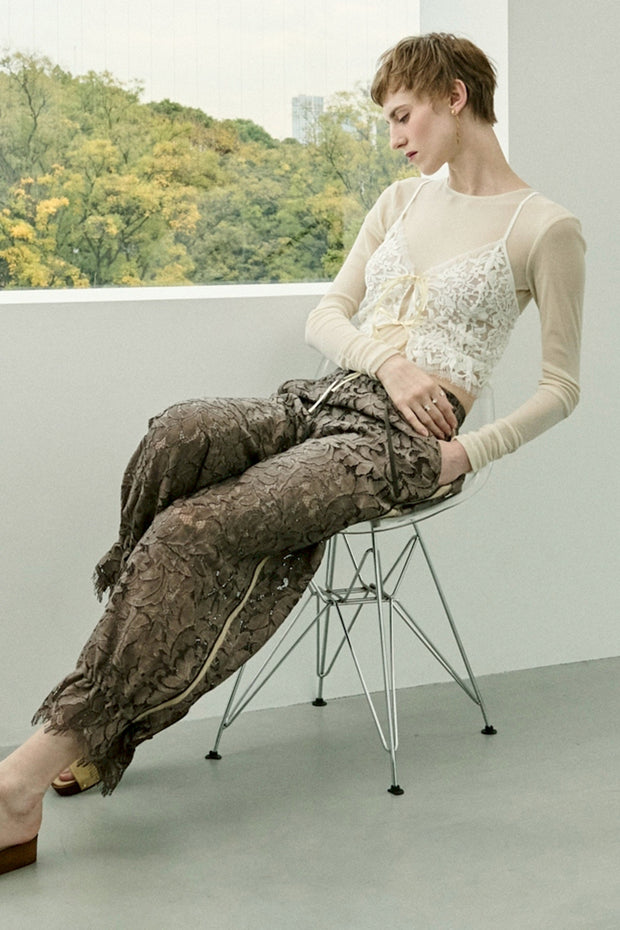 【先行予約】レースワイドパンツ Brown