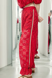 【先行予約】レースワイドパンツ Red