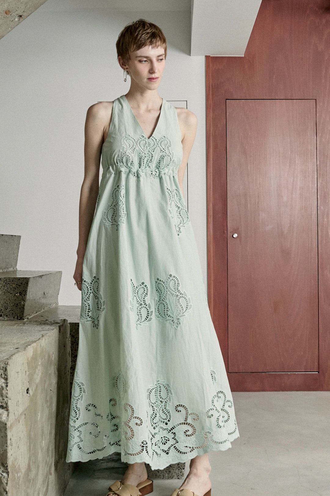 Embroidery Lace Dress Mint Green – WRINN OFFICIAL