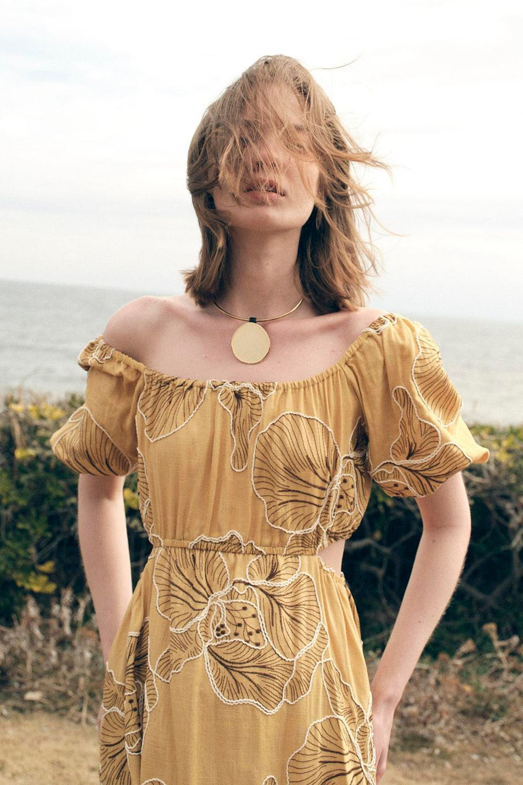 [新品タグ付き]オブリ　ピンクエンプロイダリーワンピース ピンクエンブロイダリーワンピース | DRESS | OBLI