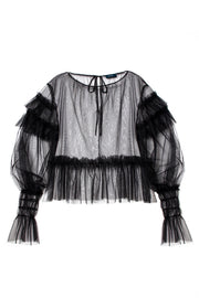 Tulle Layered Lace Top Black
