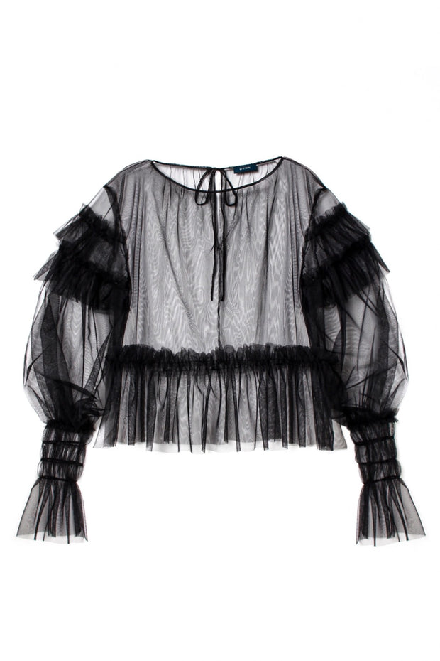 Tulle Layered Lace Top Black