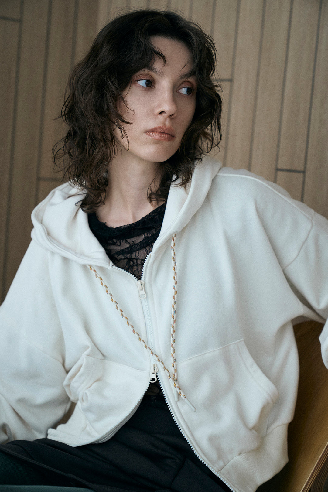 Double Zip Hoodie OFF WHITE – WRINN OFFICIAL