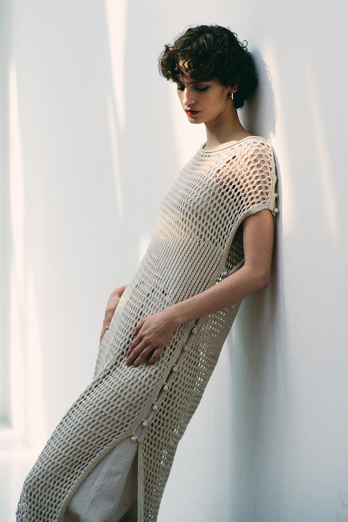 Mesh Knit One-piece Beige – WRINN OFFICIAL