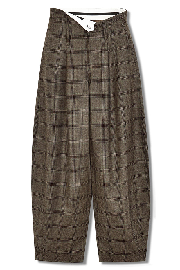 Asymmetry Waist Pants BROWN CHECK – WRINN OFFICIAL