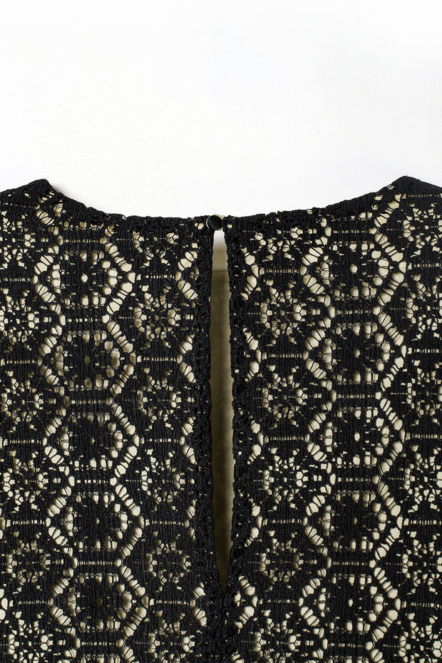 Tulle Layered Lace Top Black